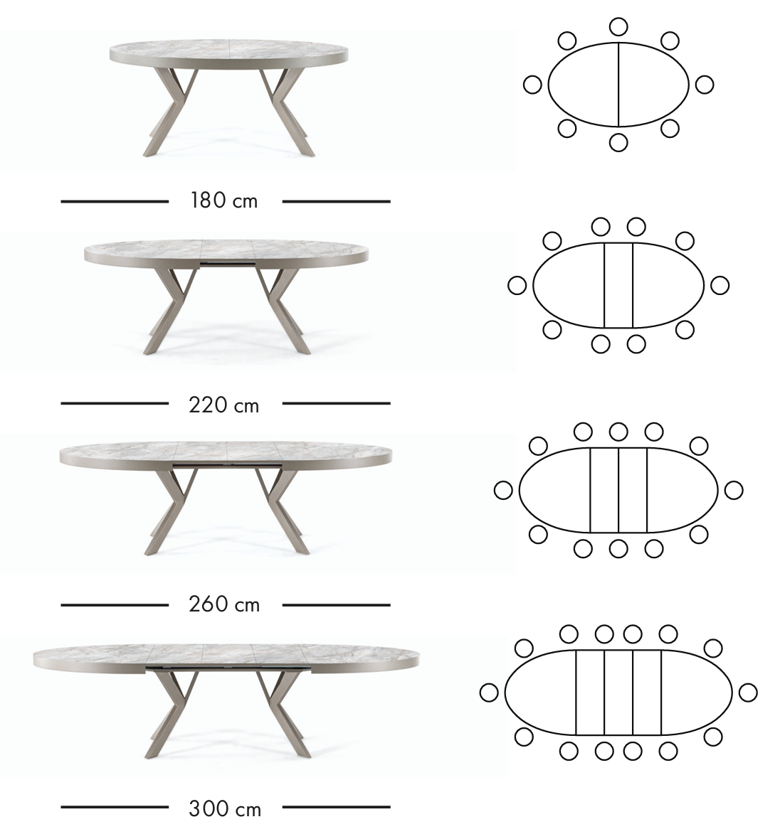 Ada table à manger extensible 180–300 cm