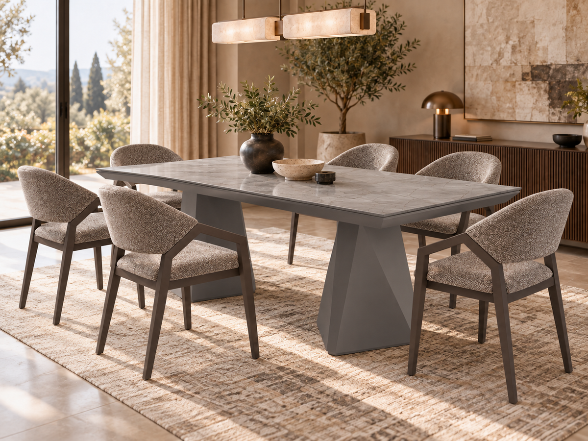Diamond-eetkamerset - uitschuifbare eettafel + 6 Diamond-stoelen