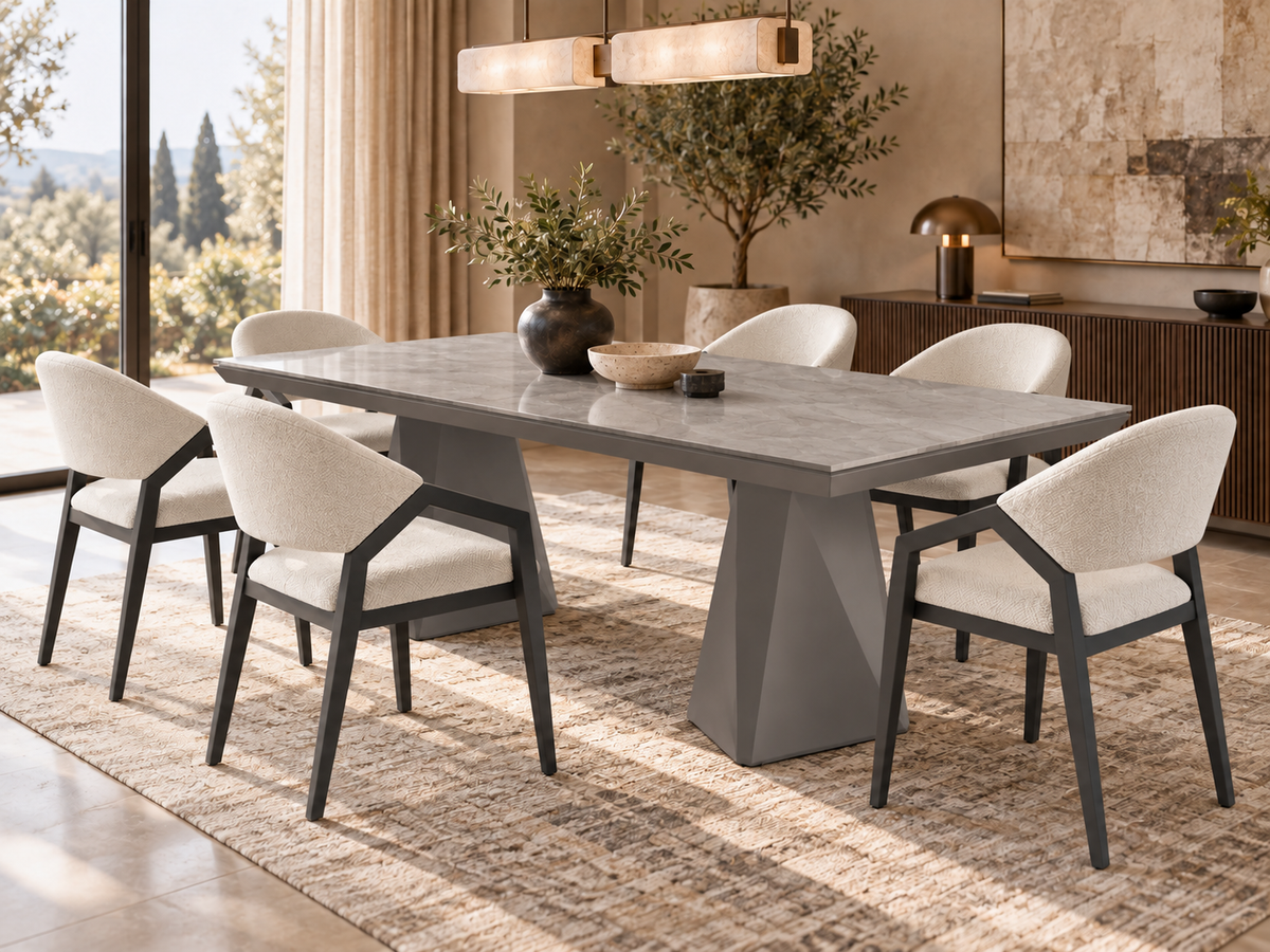 Diamond-eetkamerset - uitschuifbare eettafel + 6 Diamond-stoelen