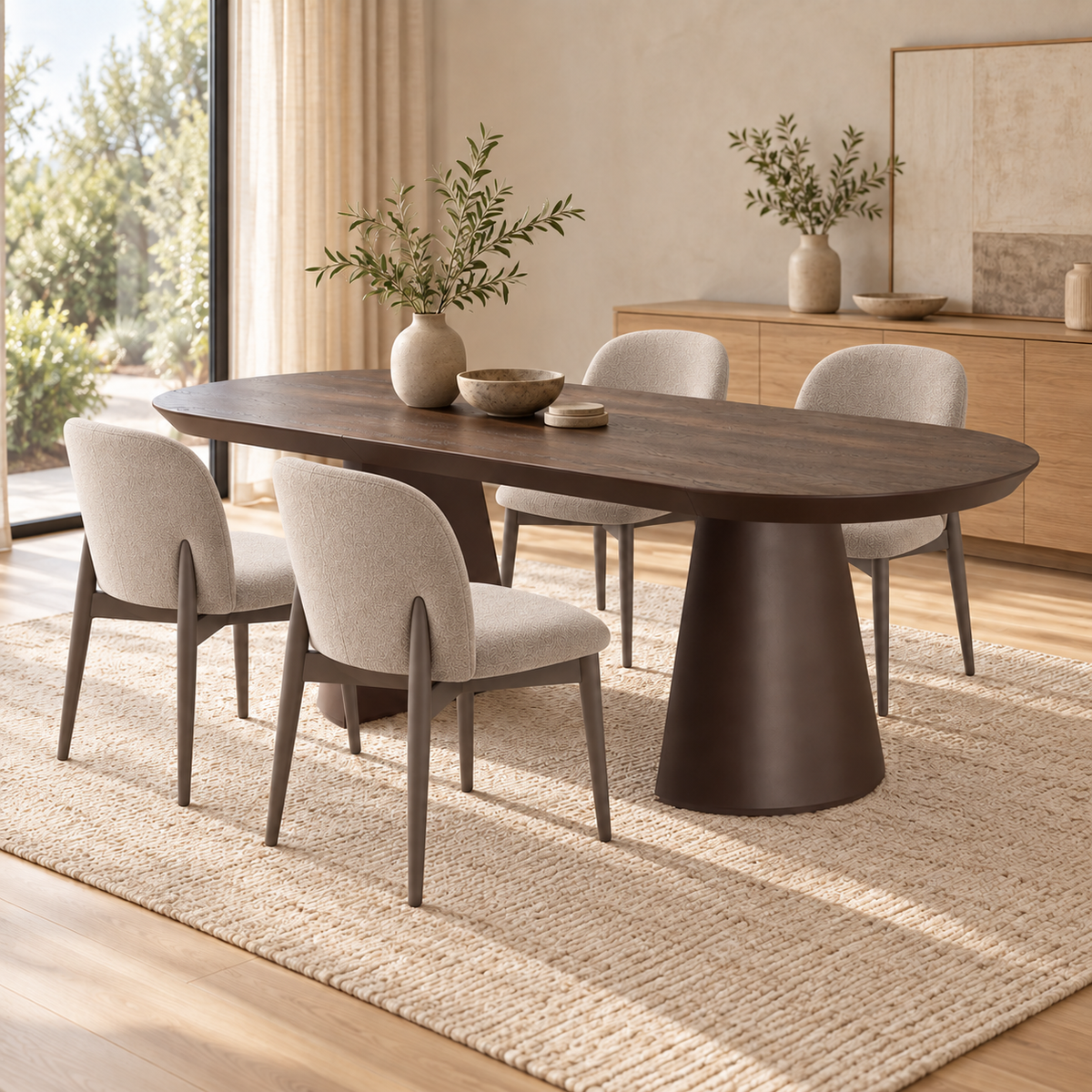 Eetkamerset Bugatti 200-400 cm + 4 No-1-stoelen