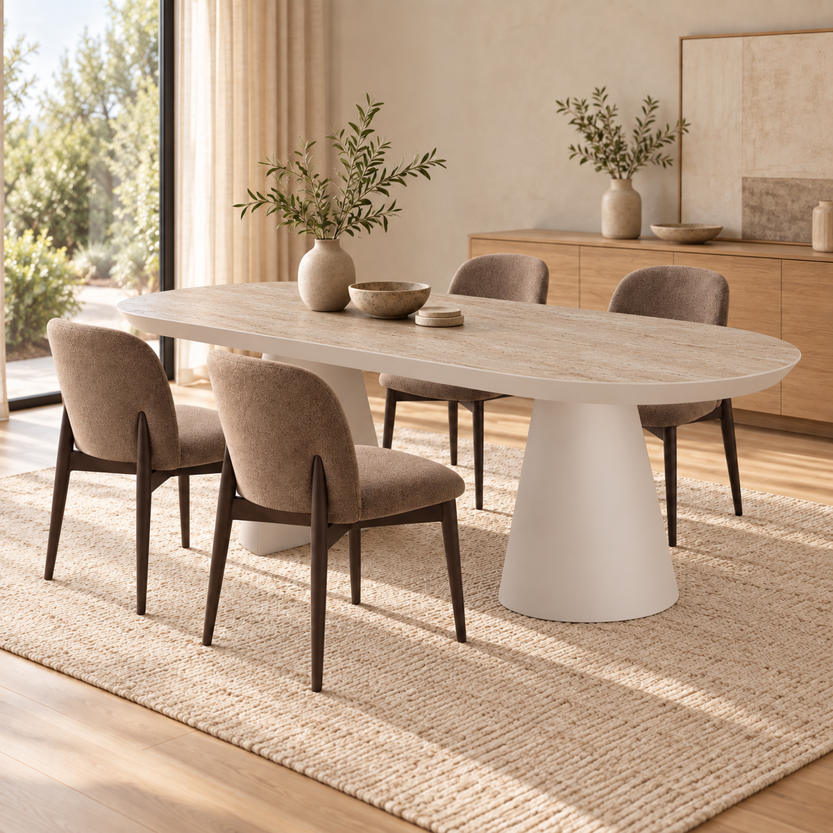 Eetkamerset Bugatti 200-400 cm + 4 No-1-stoelen