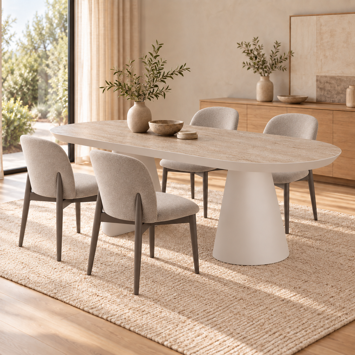 Eetkamerset Bugatti 200-400 cm + 4 No-1-stoelen