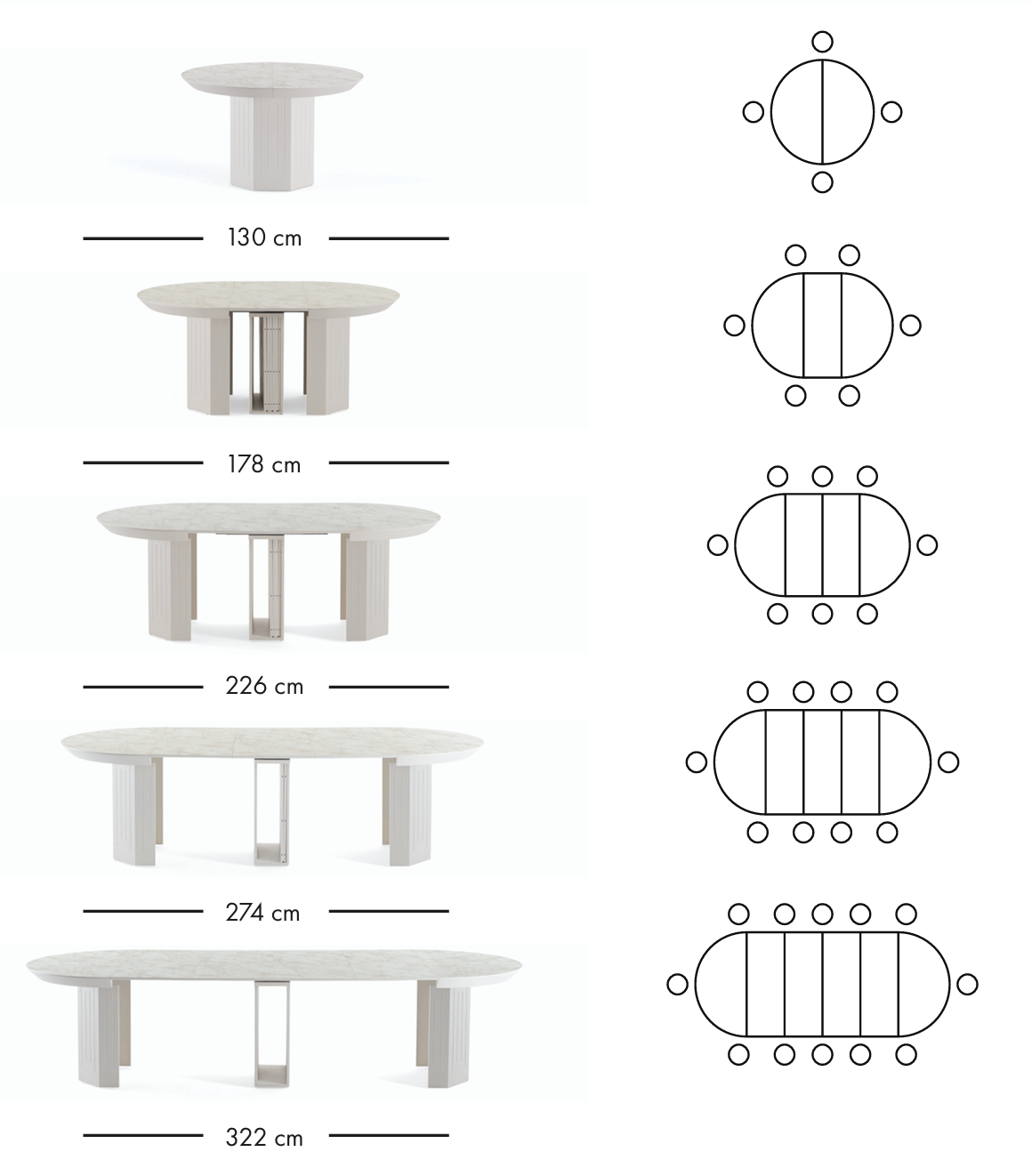 Eetkamerset Master 130-322 + 4 Class-stoelen