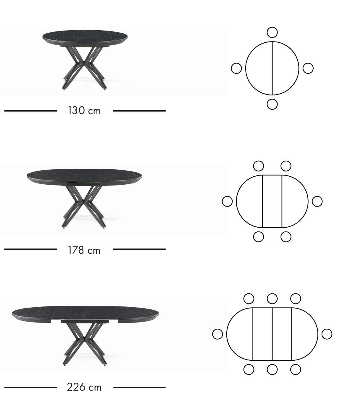 Pacific uitschuifbare eettafel 130–226 cm