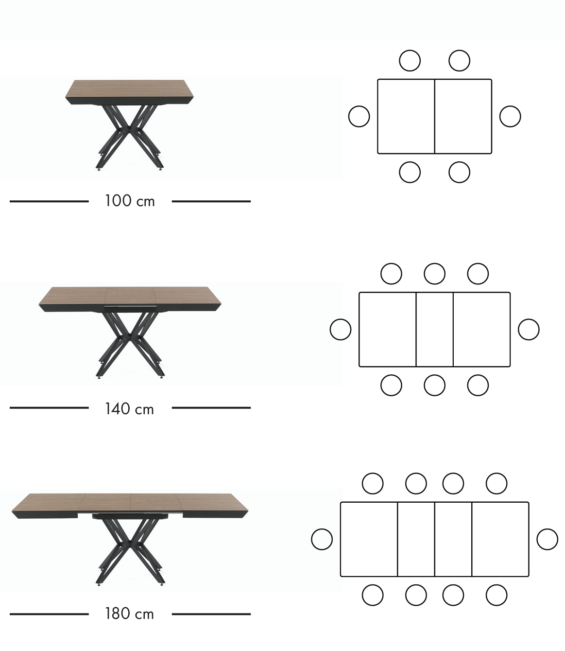 Panama uitschuifbare eettafel 100–180 cm