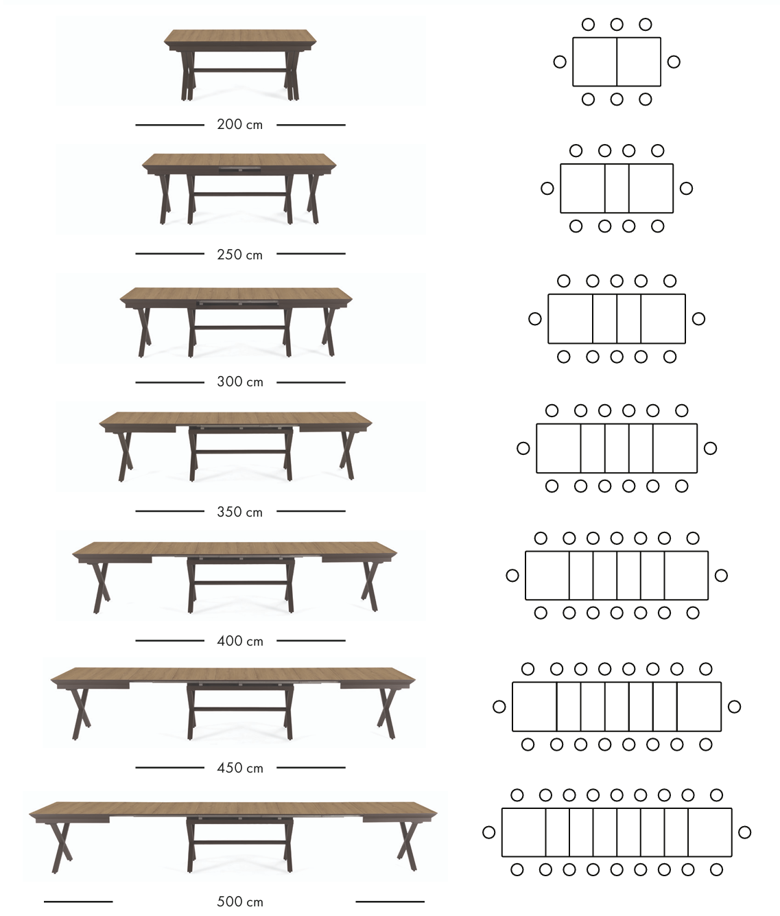 Eetkamerset Royal 200-500 cm + 6 x Lipa