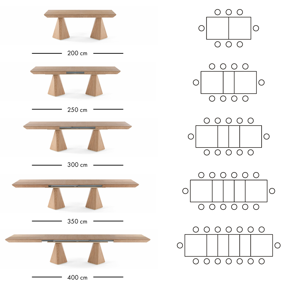 Diamond uitschuifbare eettafel 200–400 cm – Naturel eiken